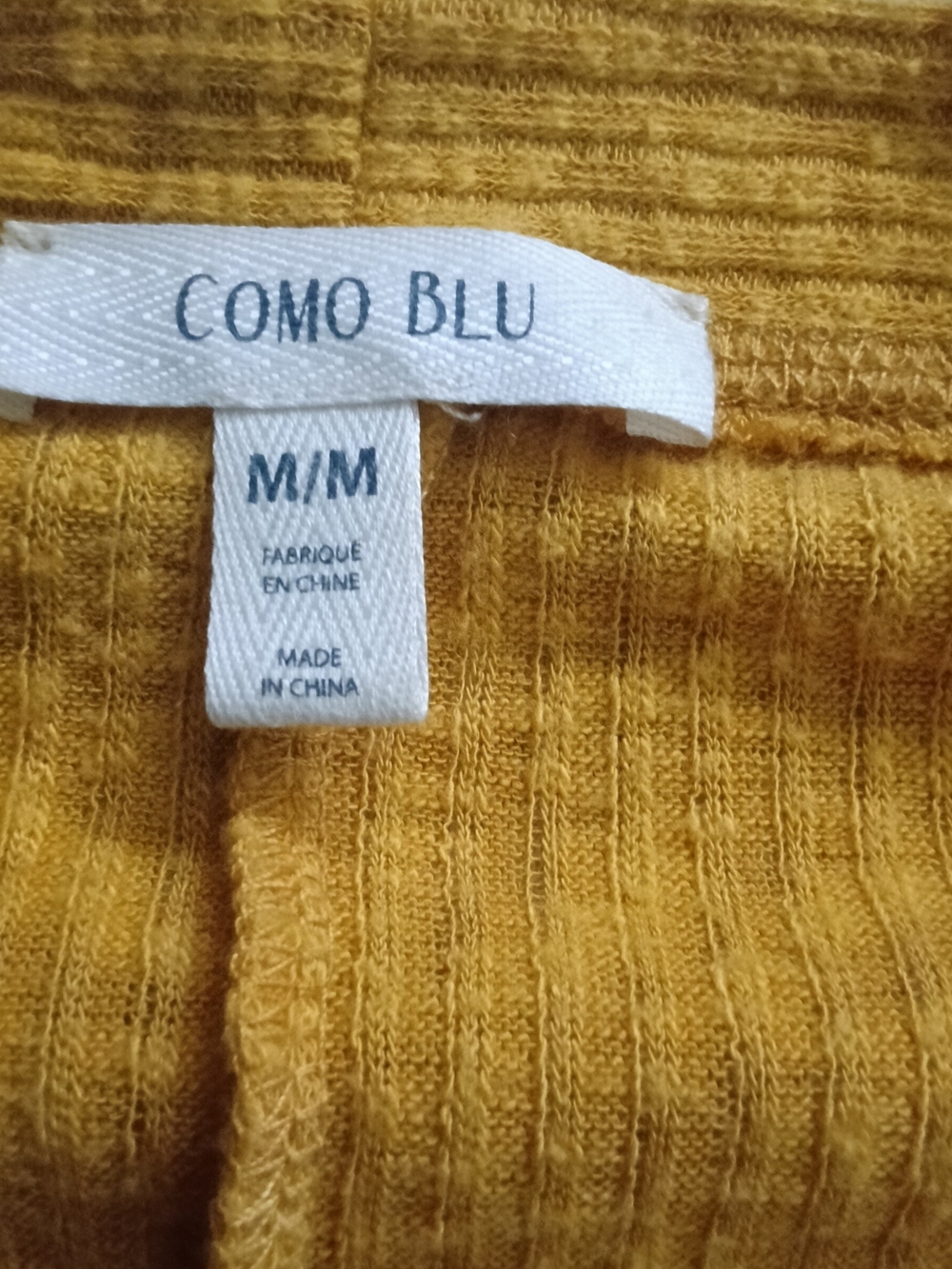 Mustard Ribbed Short-Sleeve Button Front Top - Picture 3 of 3